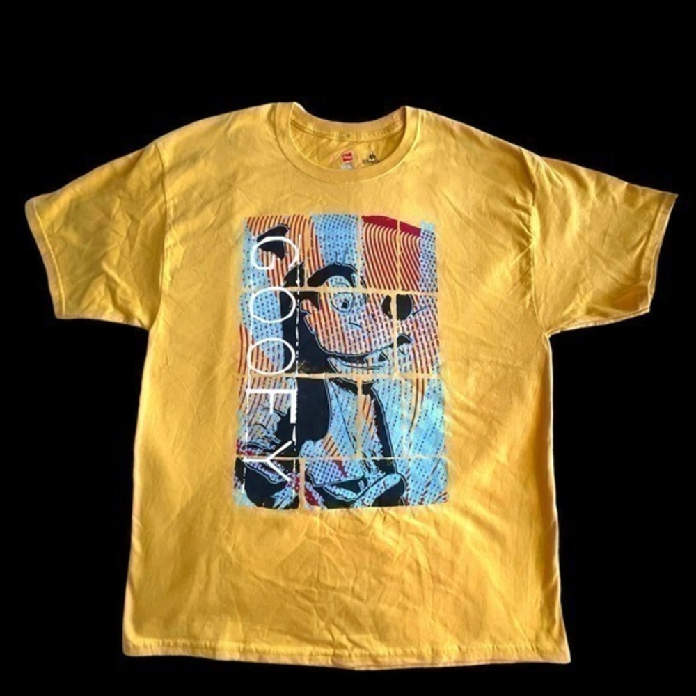 NWT Disney Goofy T Shirt Mens XL Yellow VTG 2000 Era Parks Disneyland Dot Art